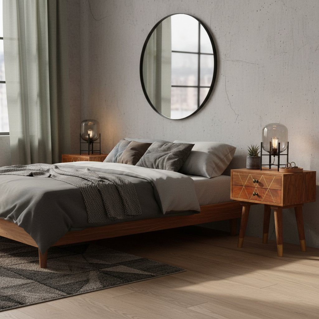 Table de Chevet Simple en Bois de Manguier Massif