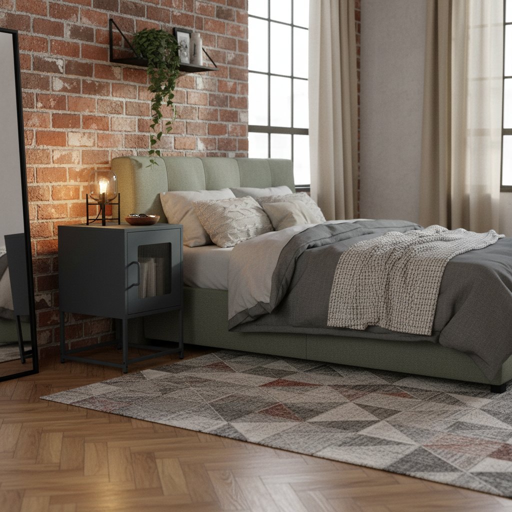 Table de Chevet avec Casier Style Industriel