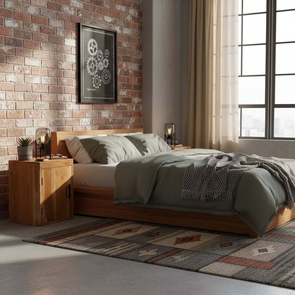 Table de Chevet en Bois Massif Acacia