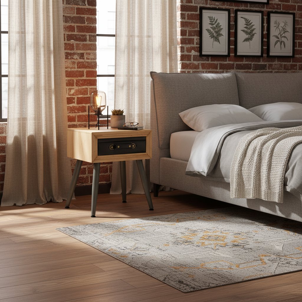 Table de Chevet en Bois de Sapin Style Rétro