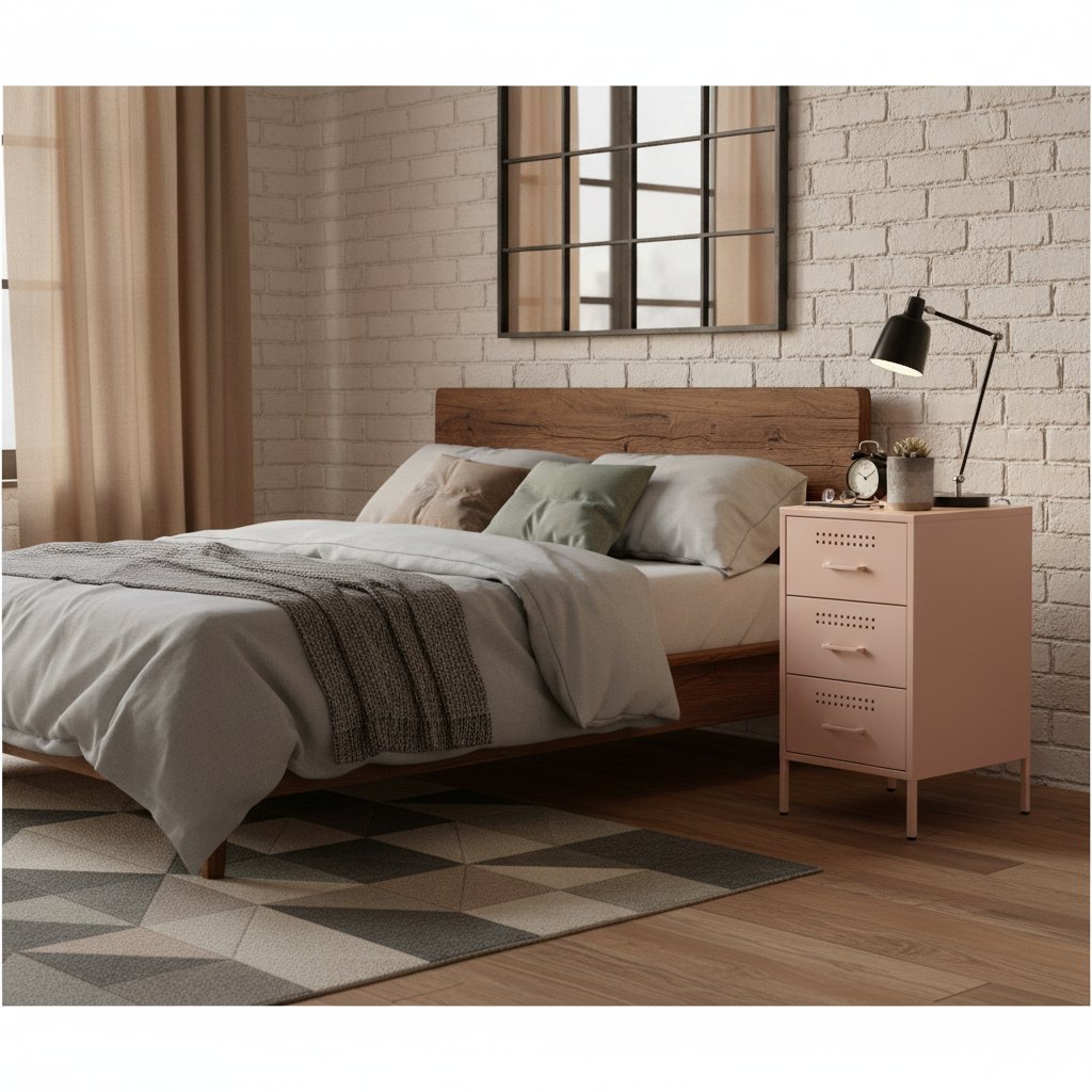 Table de Chevet en Métal Coloré au Style Industriel