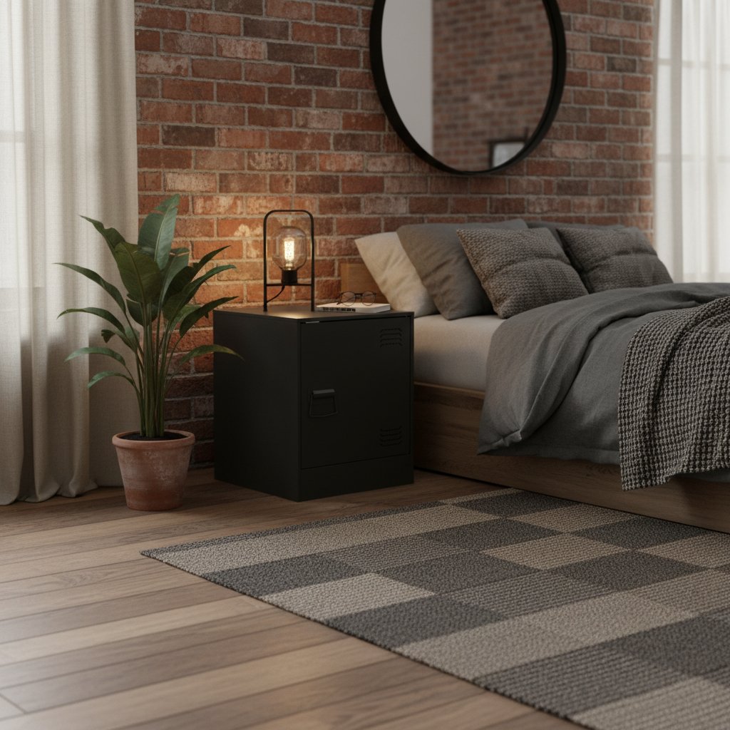 Table de Chevet en Métal Noir Indus