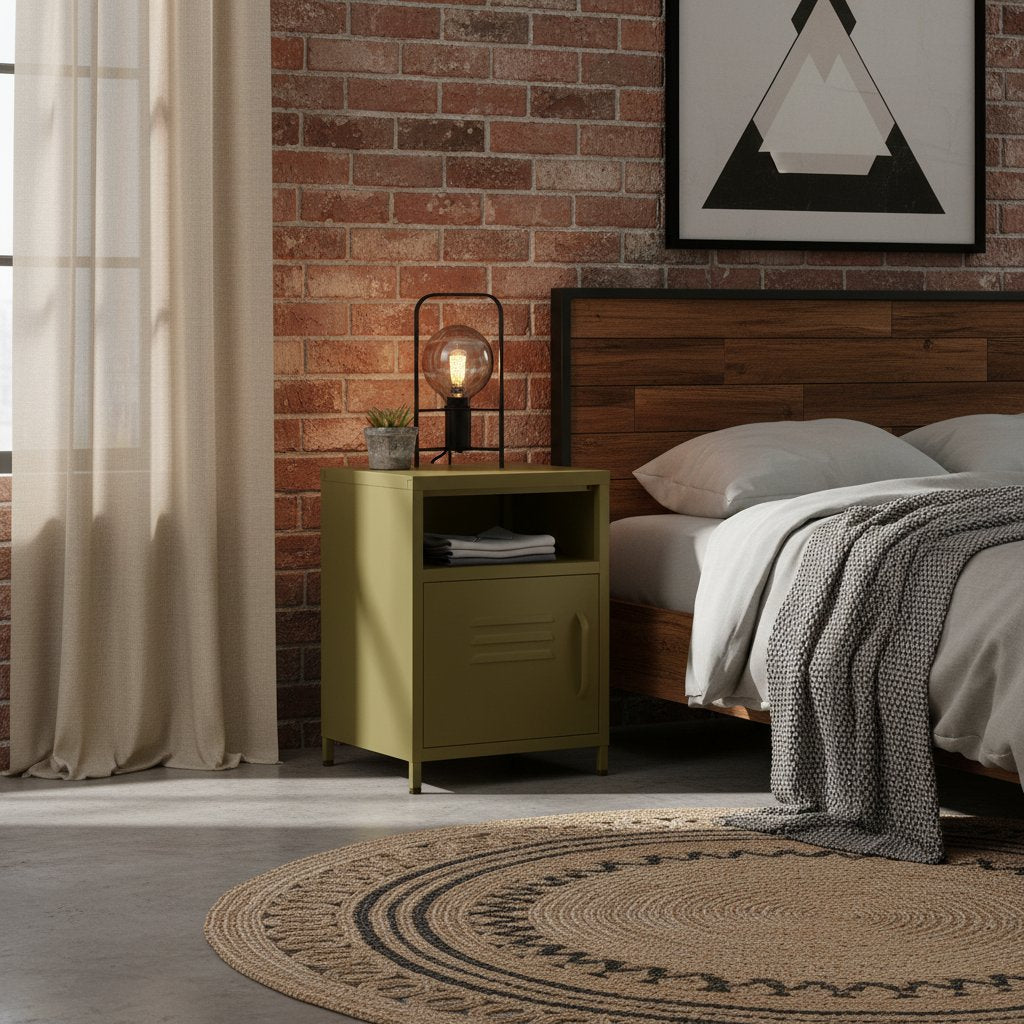 Table de Nuit Industrielle en Métal Design