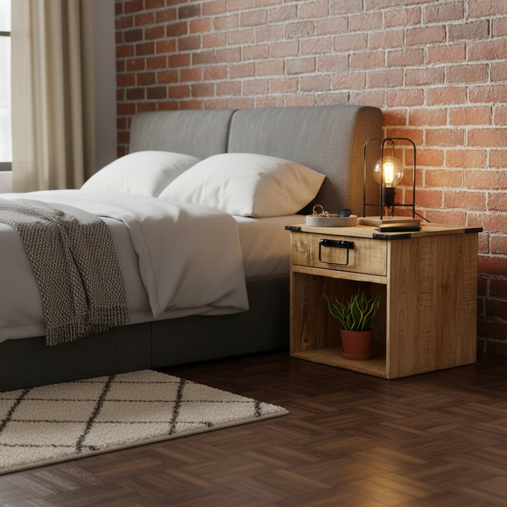 Table de Nuit Moderne en Bois de Manguier Massif