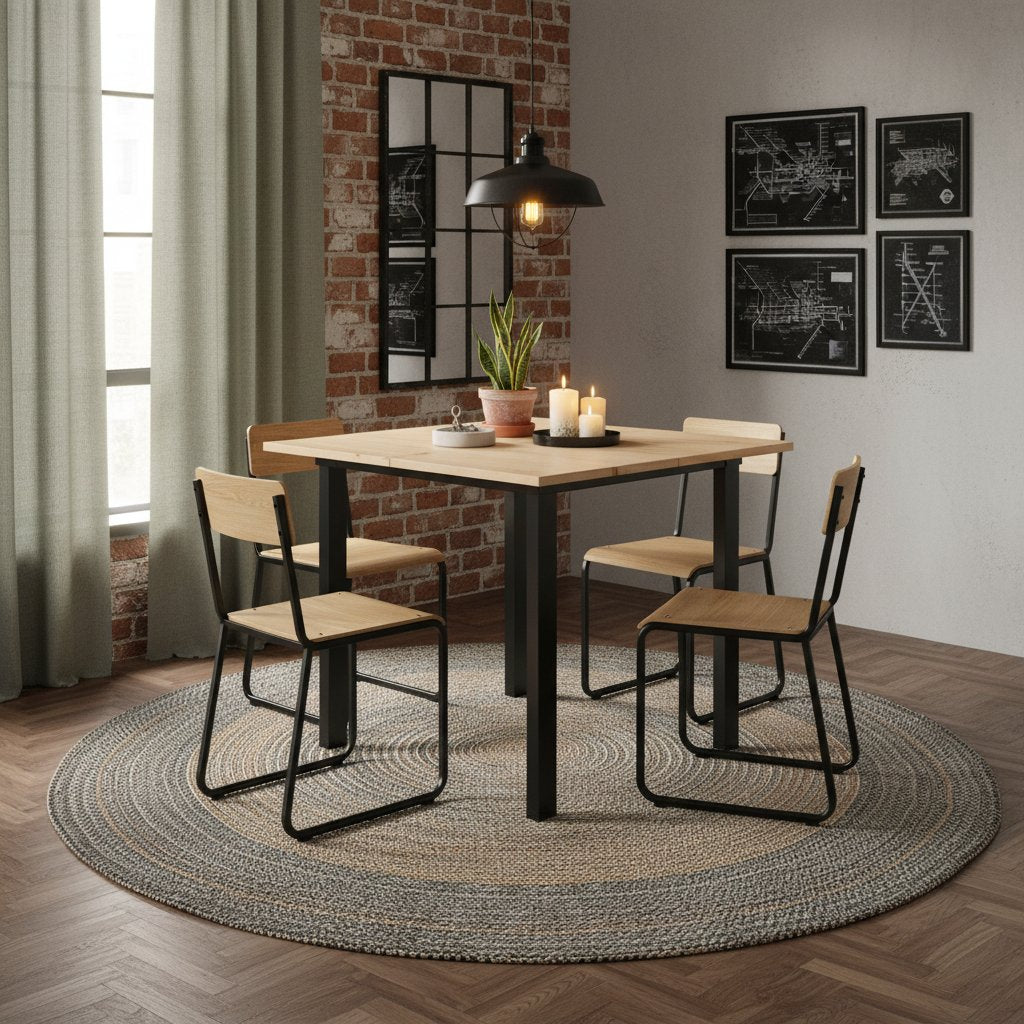 Table design en Acier et Bois de Pin Massif