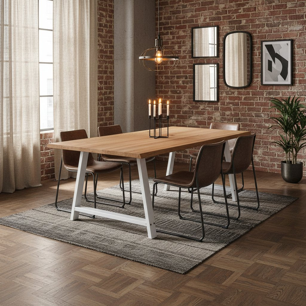 Table en Bois Massif Style Industriel