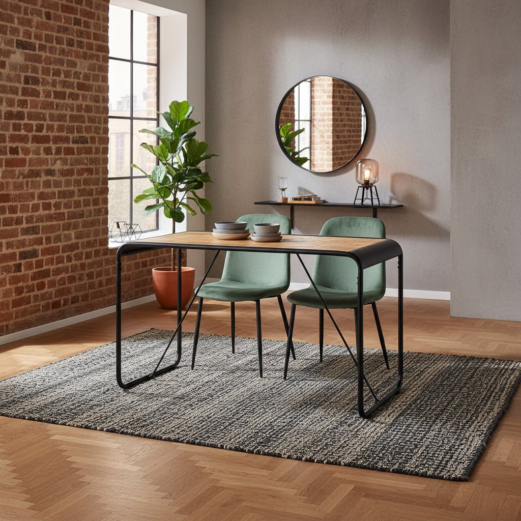 Table en Bois Massif au Style Industriel Authentique