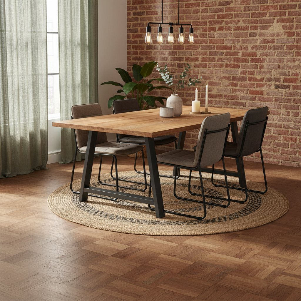 Table en Bois de Chêne Massif sur Tréteaux