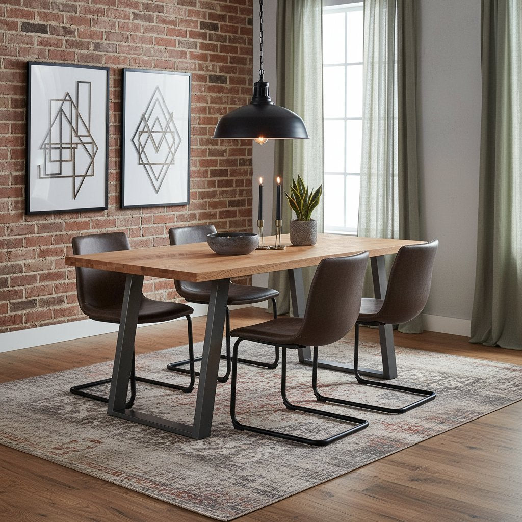 Table en Bois de Chêne et Pied Anthracite