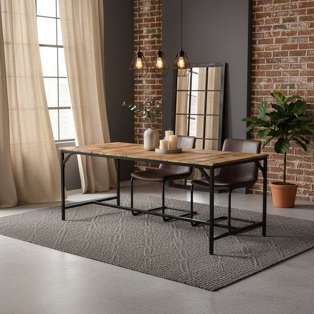 Table en Bois de Manguier Brut & Massif et Fer