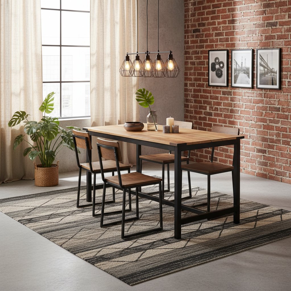 Table en Bois de Manguier et Acier Noir