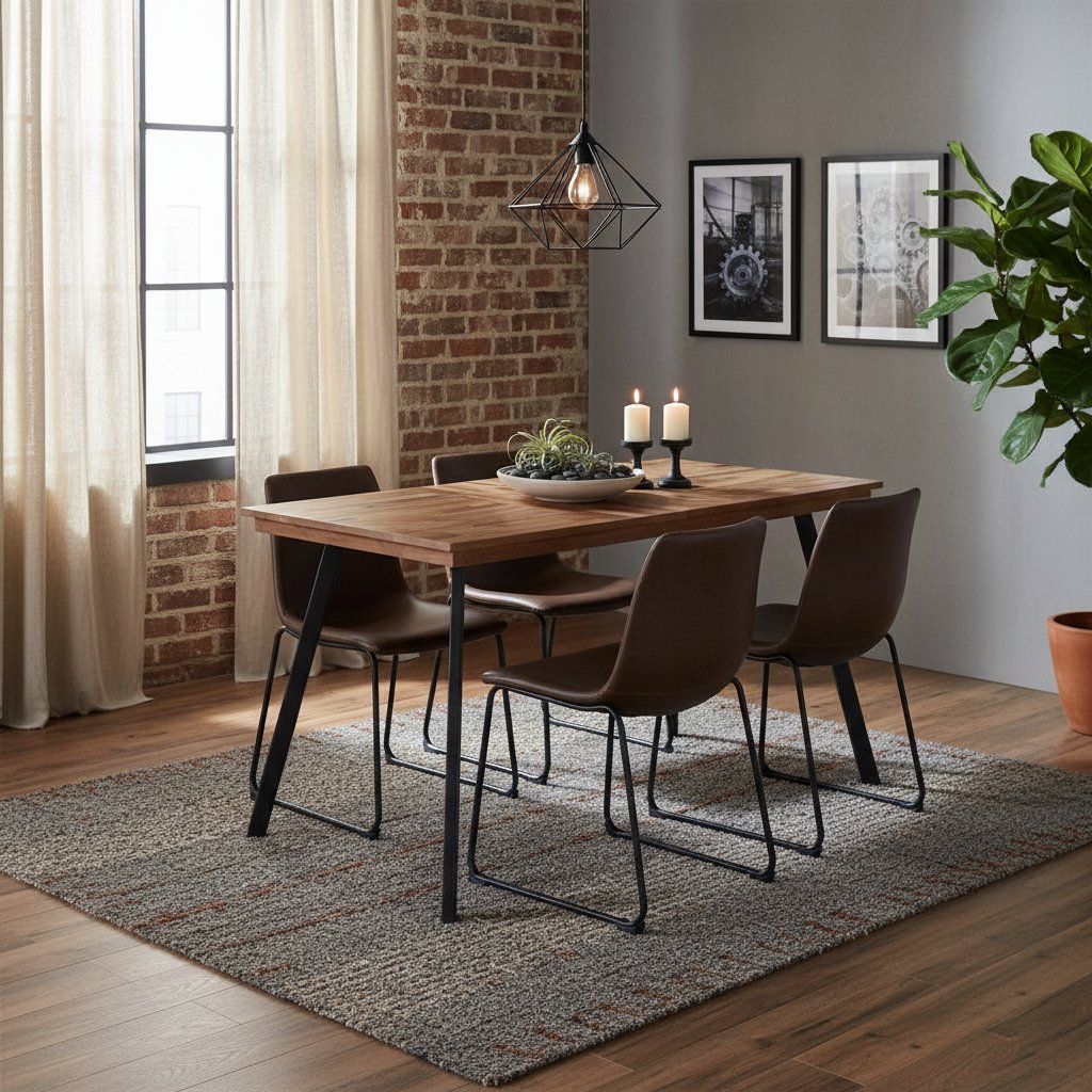 Table en Bois de Teck Massif Design Industriel