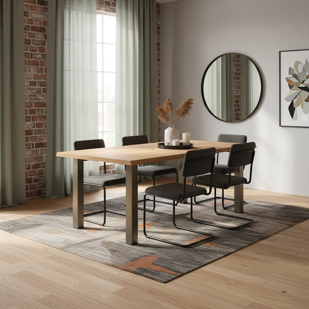 Table en Bois et Acier au Style Scandinave