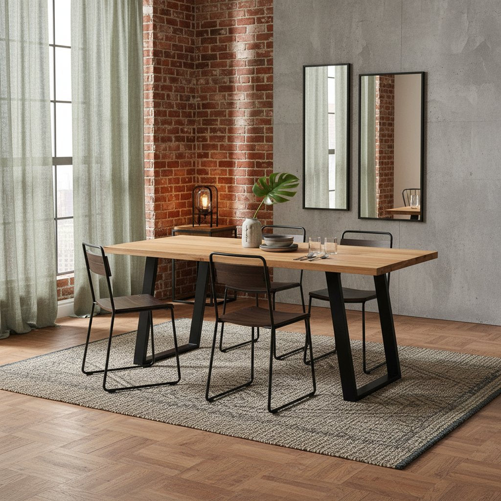 Table en Chêne Massif au Style Loft Industriel