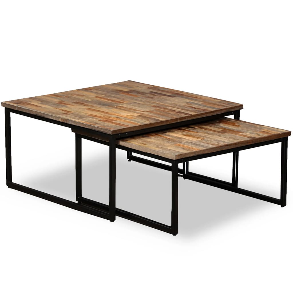Tables Basses Gigognes en Bois Massif et Métal-Multicolore-2-La-Fabrique-Industrielle
