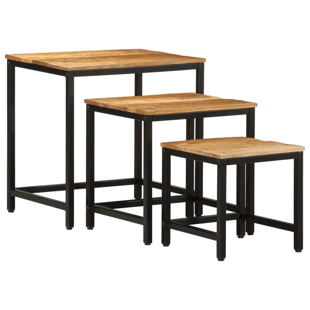 Tables d'Appoint Industrielle en Bois de Manguier et Métal-La-Fabrique-Industrielle