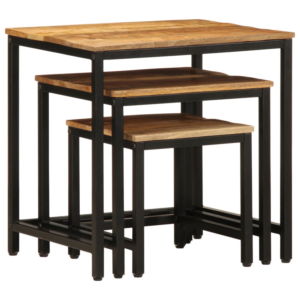 Tables d'Appoint Industrielle en Bois de Manguier et Métal-La-Fabrique-Industrielle