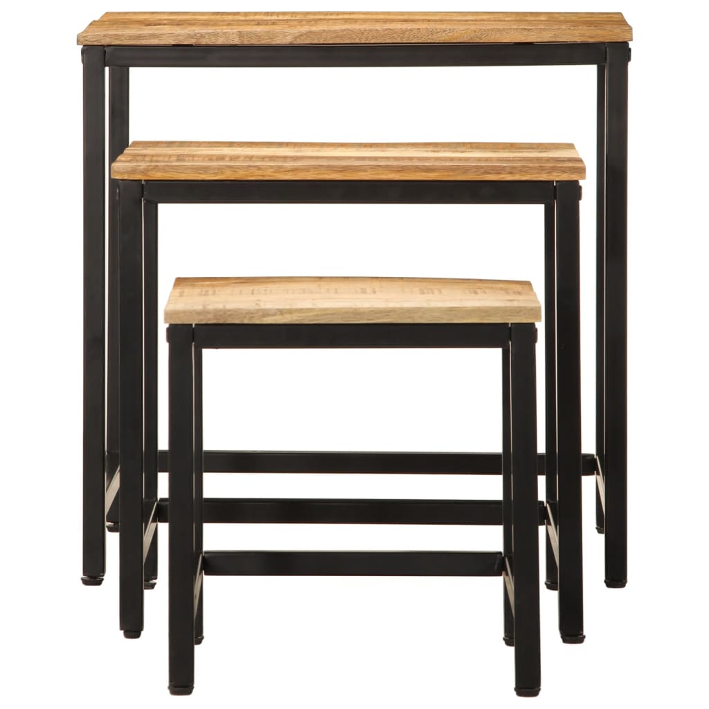 Tables d'Appoint Industrielle en Bois de Manguier et Métal-La-Fabrique-Industrielle