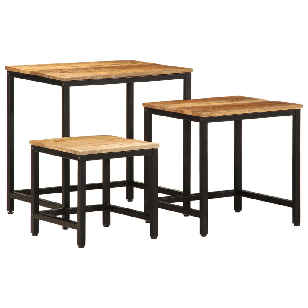 Tables d'Appoint Industrielle en Bois de Manguier et Métal-La-Fabrique-Industrielle