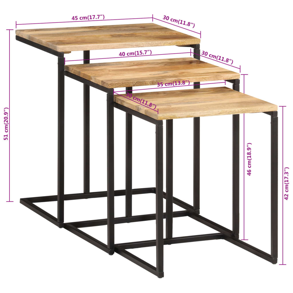 Tables d'Appoint en Bois d'Acacia et Fer-La-Fabrique-Industrielle