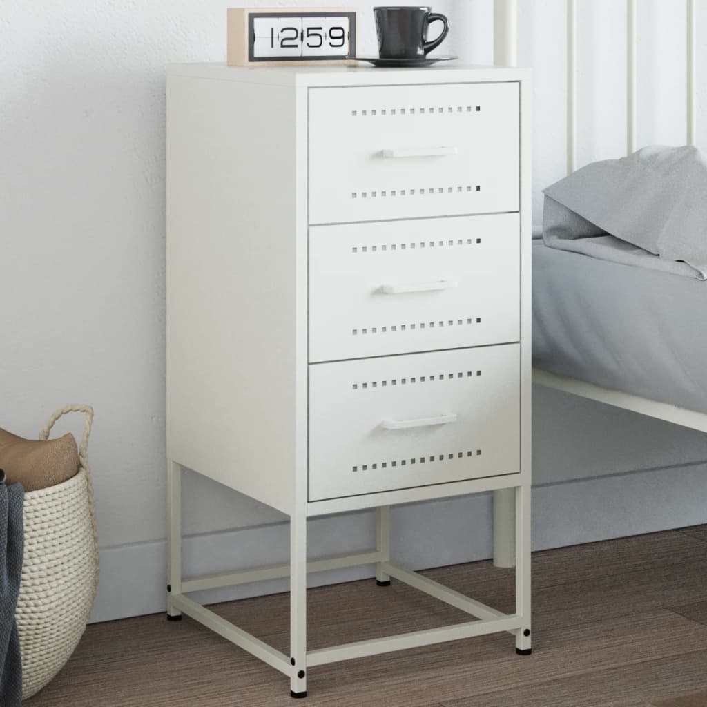 Tables de Chevet en Acier Type Industriel-Blanc-1-La-Fabrique-Industrielle