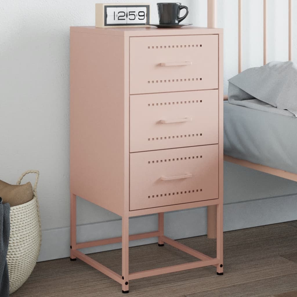 Tables de Chevet en Acier Type Industriel-Rose-1-La-Fabrique-Industrielle
