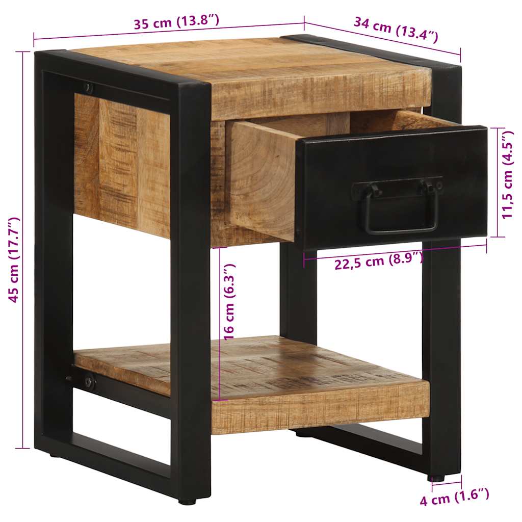 Tables de Chevet en Bois de Manguier et Métal Noir-La-Fabrique-Industrielle