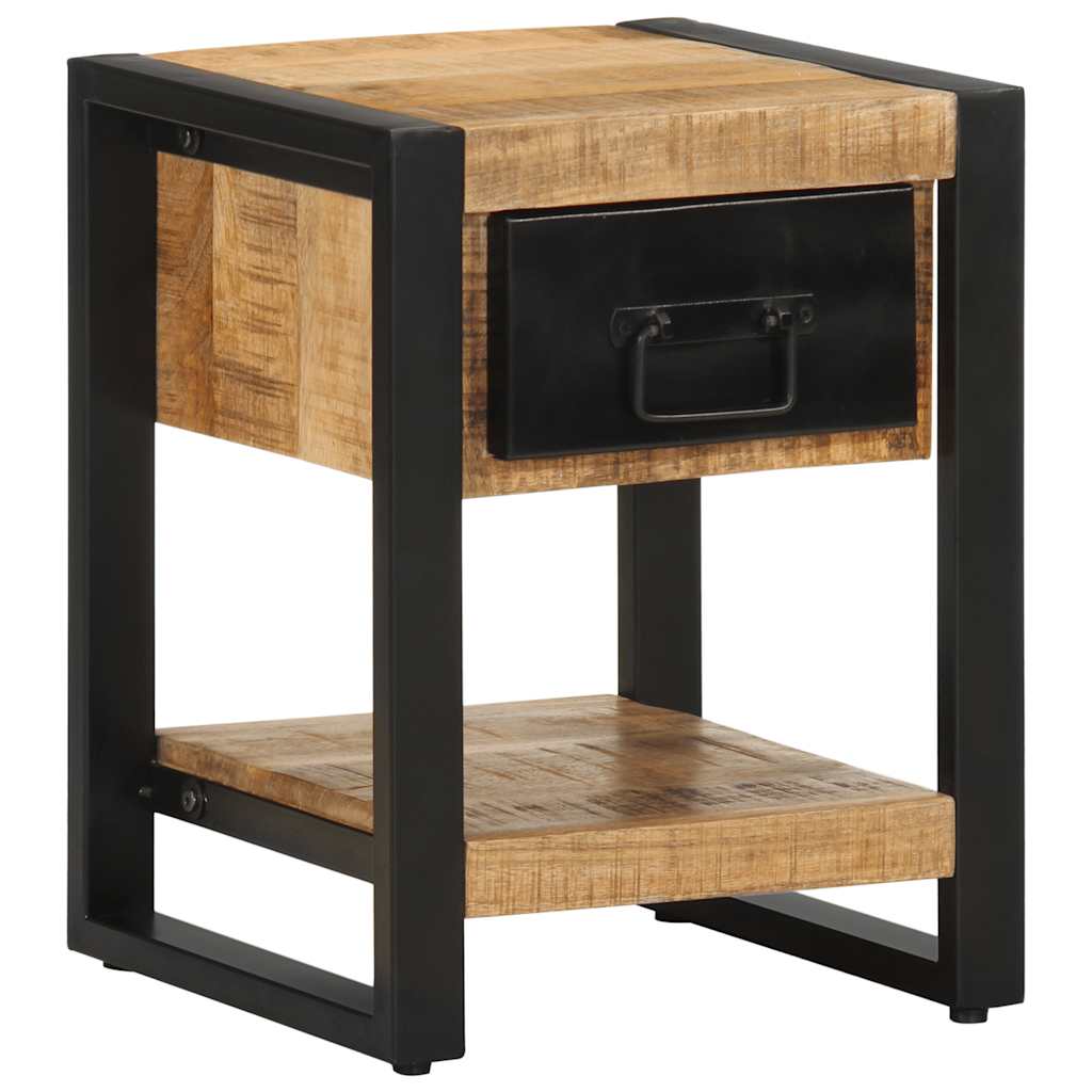 Tables de Chevet en Bois de Manguier et Métal Noir-La-Fabrique-Industrielle