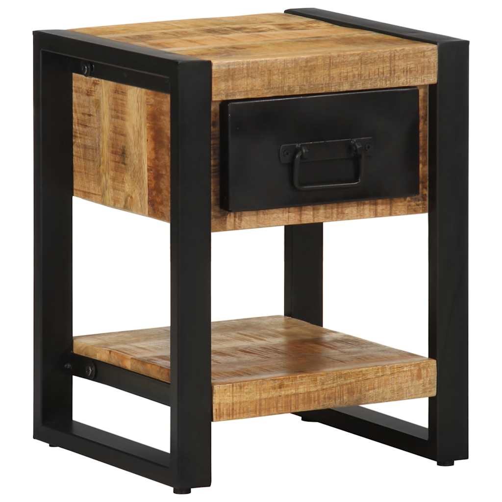 Tables de Chevet en Bois de Manguier et Métal Noir-La-Fabrique-Industrielle