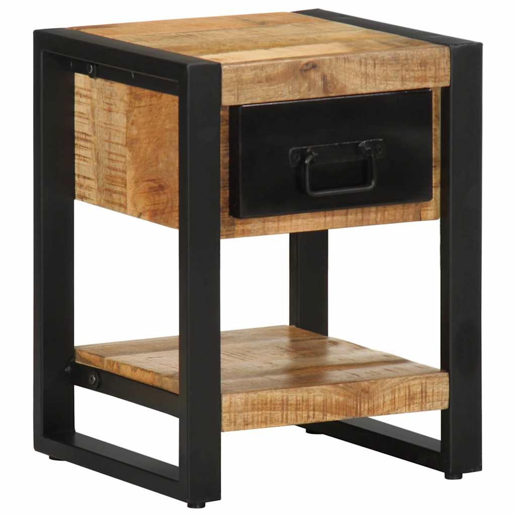 Tables de Chevet en Bois de Manguier et Métal Noir-La-Fabrique-Industrielle