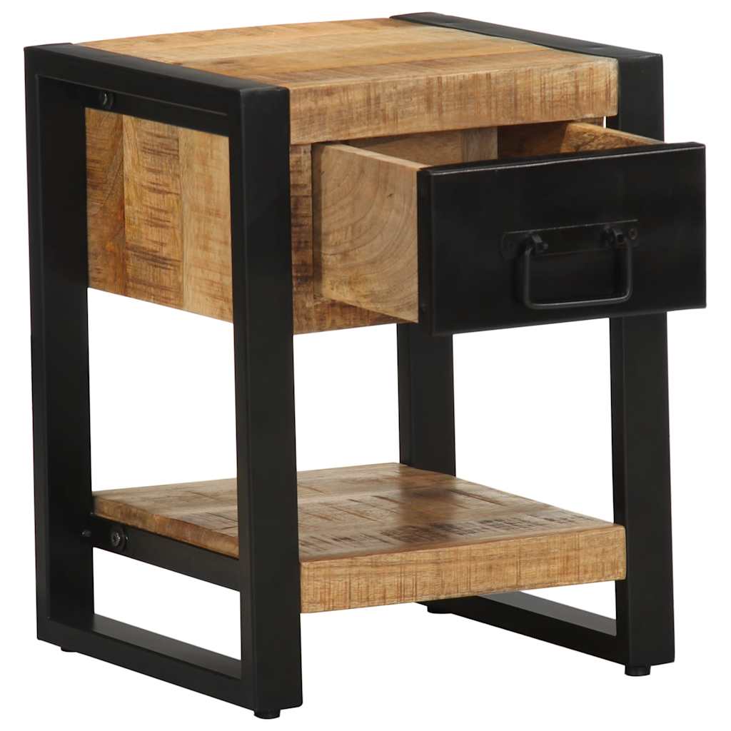 Tables de Chevet en Bois de Manguier et Métal Noir-La-Fabrique-Industrielle