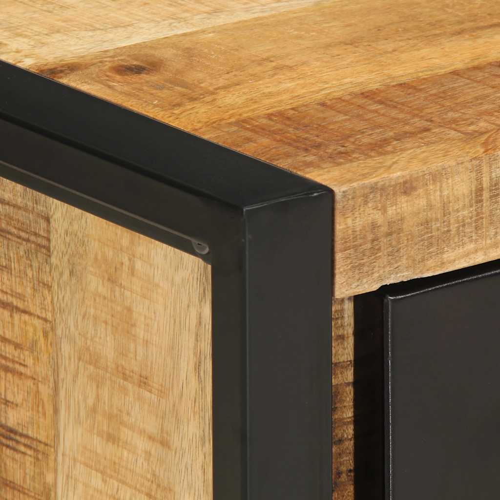 Tables de Chevet en Bois de Manguier et Métal Noir-La-Fabrique-Industrielle