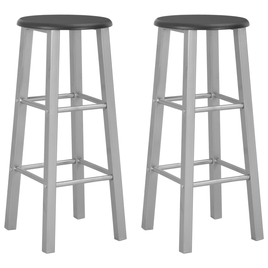 Tabouret De Bar Lot De 2 Métal Avec Siège En Mdf-Noir et argenté-2-La-Fabrique-Industrielle