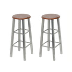 Tabouret De Bar Lot De 2 Métal Avec Siège En Mdf-argenté et marron-2-La-Fabrique-Industrielle