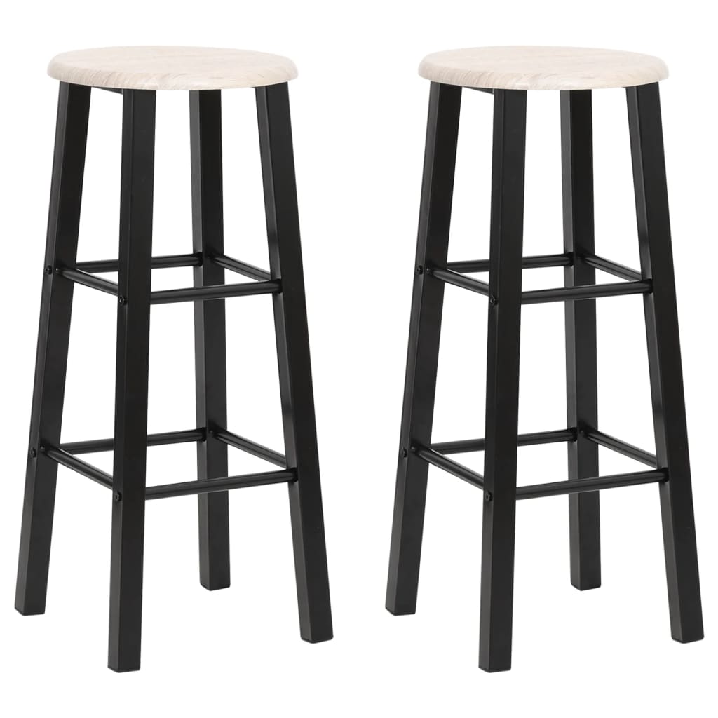 Tabouret De Bar Lot De 2 Métal Avec Siège En Mdf-noir et bois-2-La-Fabrique-Industrielle