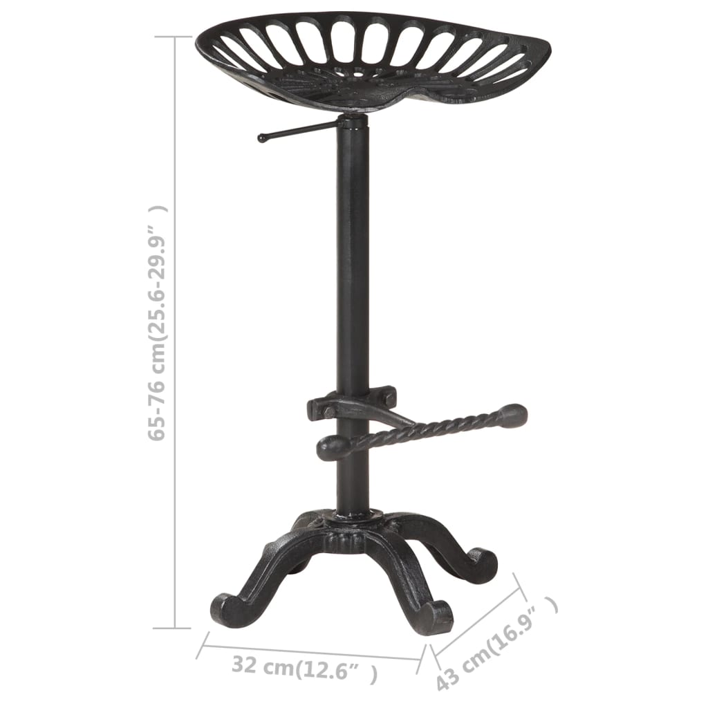 Tabouret De Bar Noir Fonte Marron Foncé-La-Fabrique-Industrielle