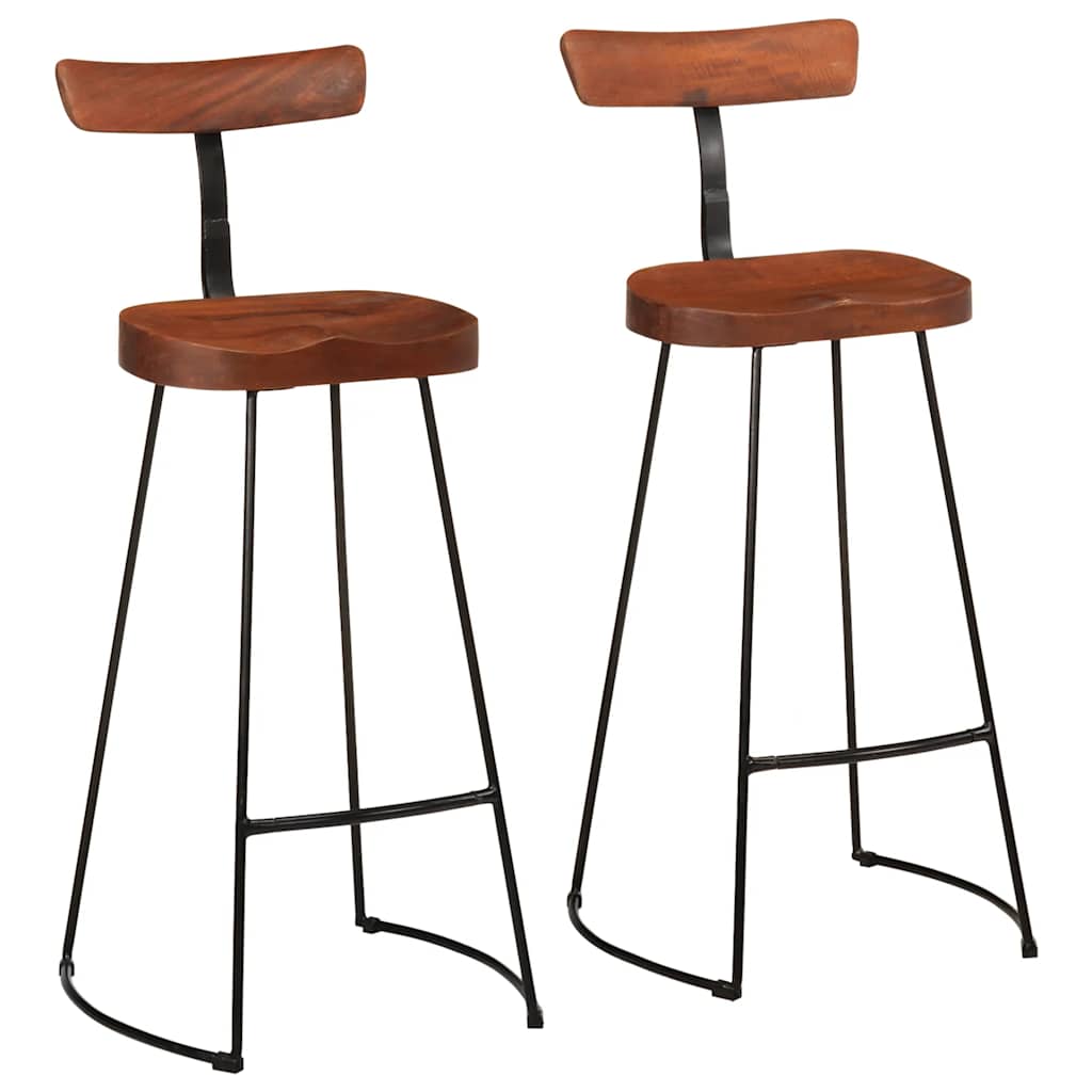 Tabouret de Bar Industriel en Bois avec Dossier-bois de manguier massif-2-49 x 43 x 103 cm-La-Fabrique-Industrielle