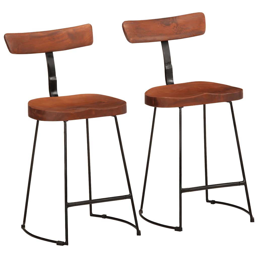 Tabouret de Bar Industriel en Bois avec Dossier-bois de manguier massif-2-49 x 43 x 79 cm-La-Fabrique-Industrielle