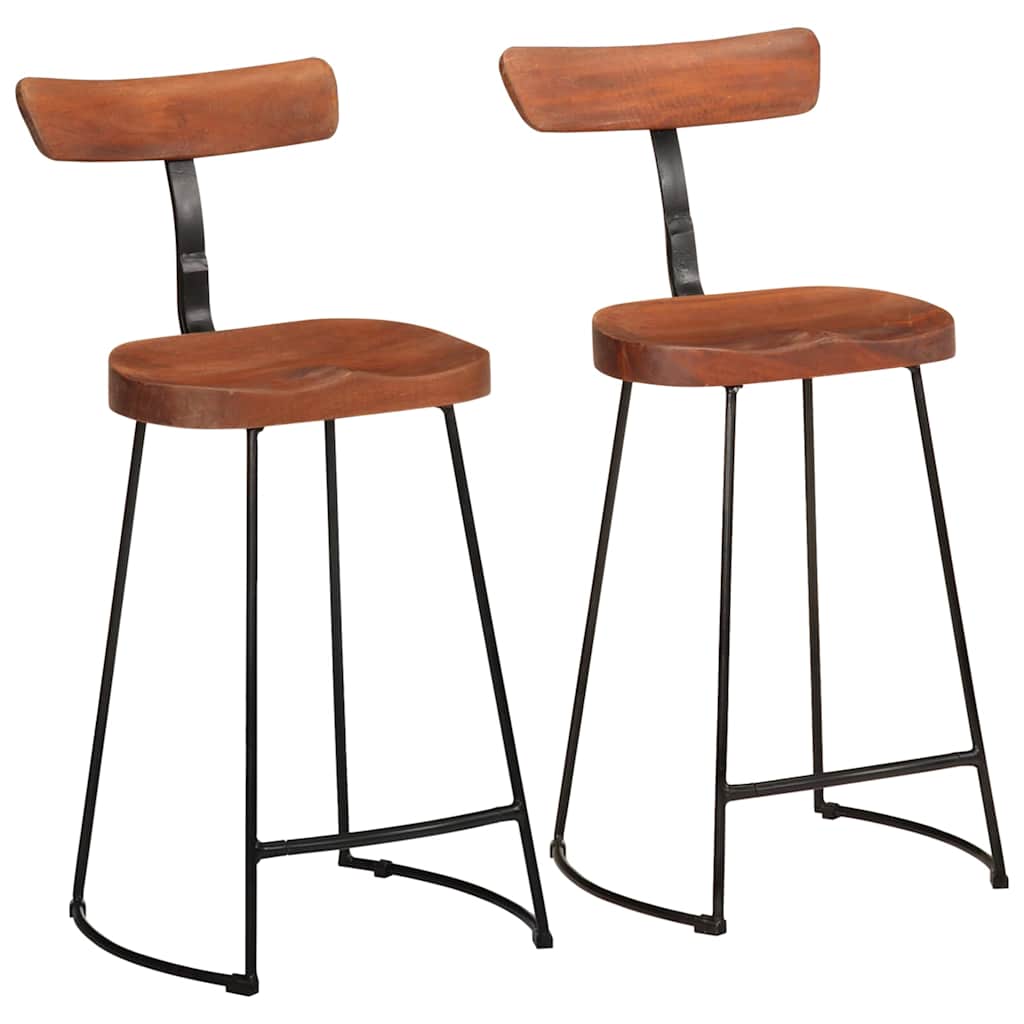 Tabouret de Bar Industriel en Bois avec Dossier-bois de manguier massif-2-49 x 43 x 88 cm-La-Fabrique-Industrielle