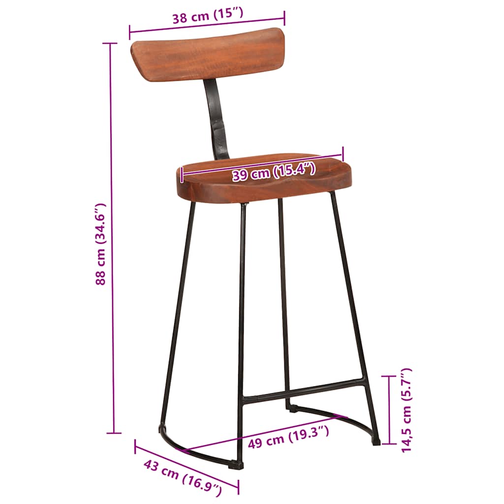Tabouret de Bar Industriel en Bois avec Dossier-La-Fabrique-Industrielle