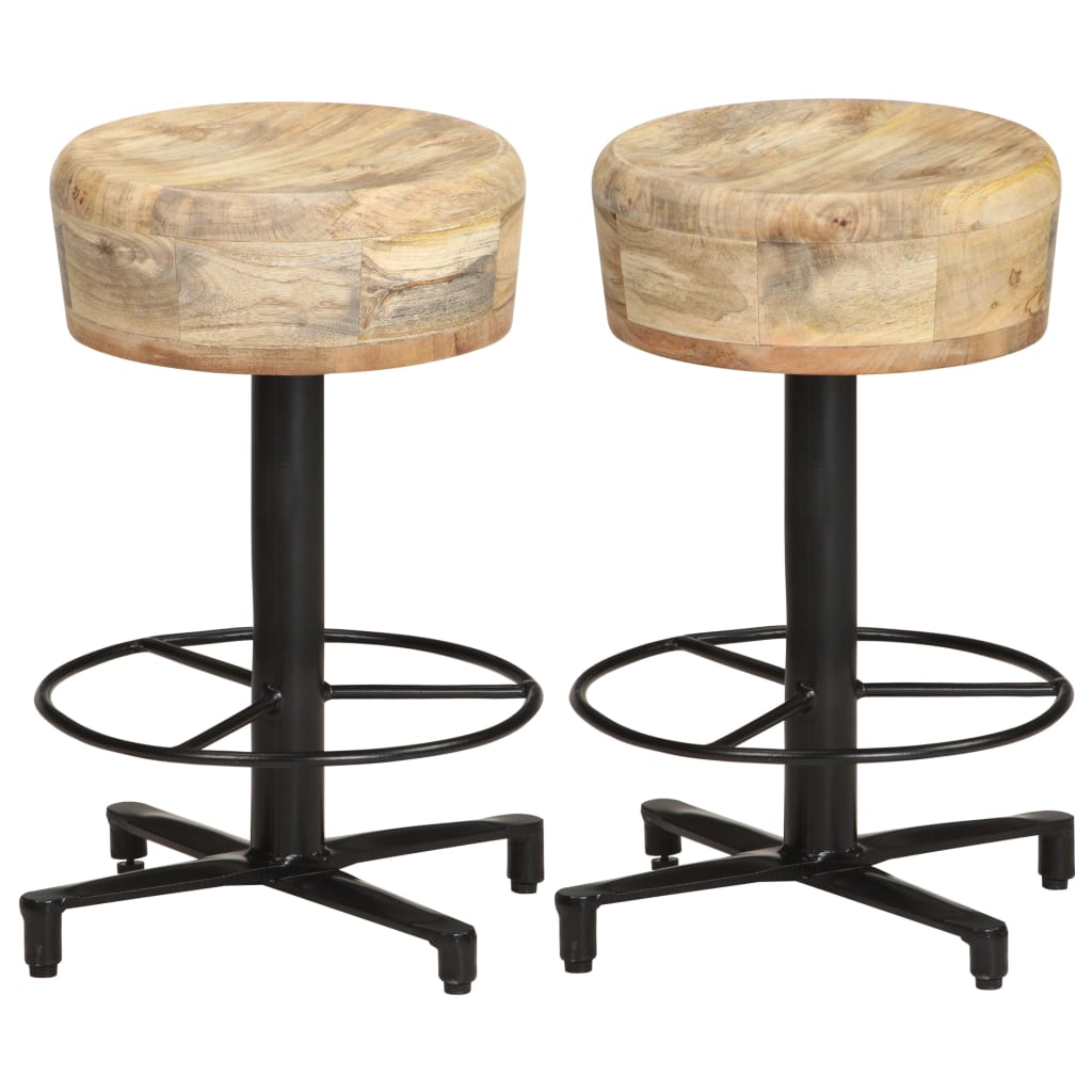 Tabouret de Bar Industriel en Bois de Manguier 65 Cm-2-52 cm-La-Fabrique-Industrielle