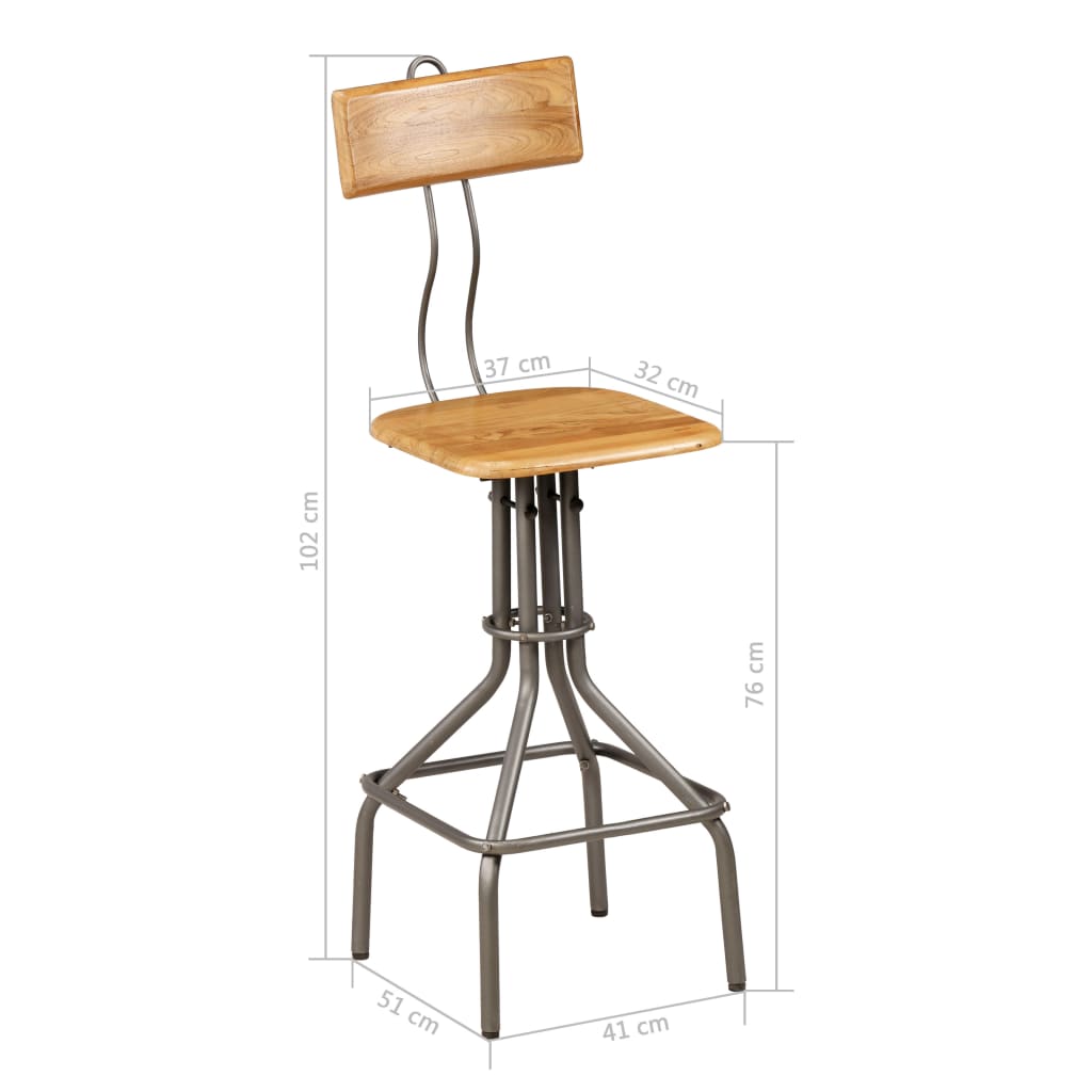 Tabouret de Bar Industriel en Métal et Bois avec Dossier-La-Fabrique-Industrielle