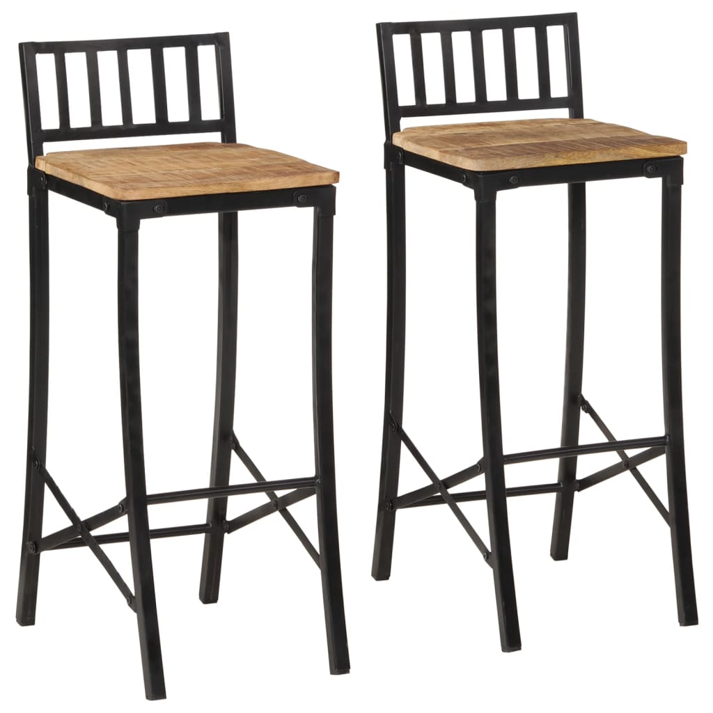 Tabouret de Bar en Bois Noir Industriel-rough wood mango-2-La-Fabrique-Industrielle