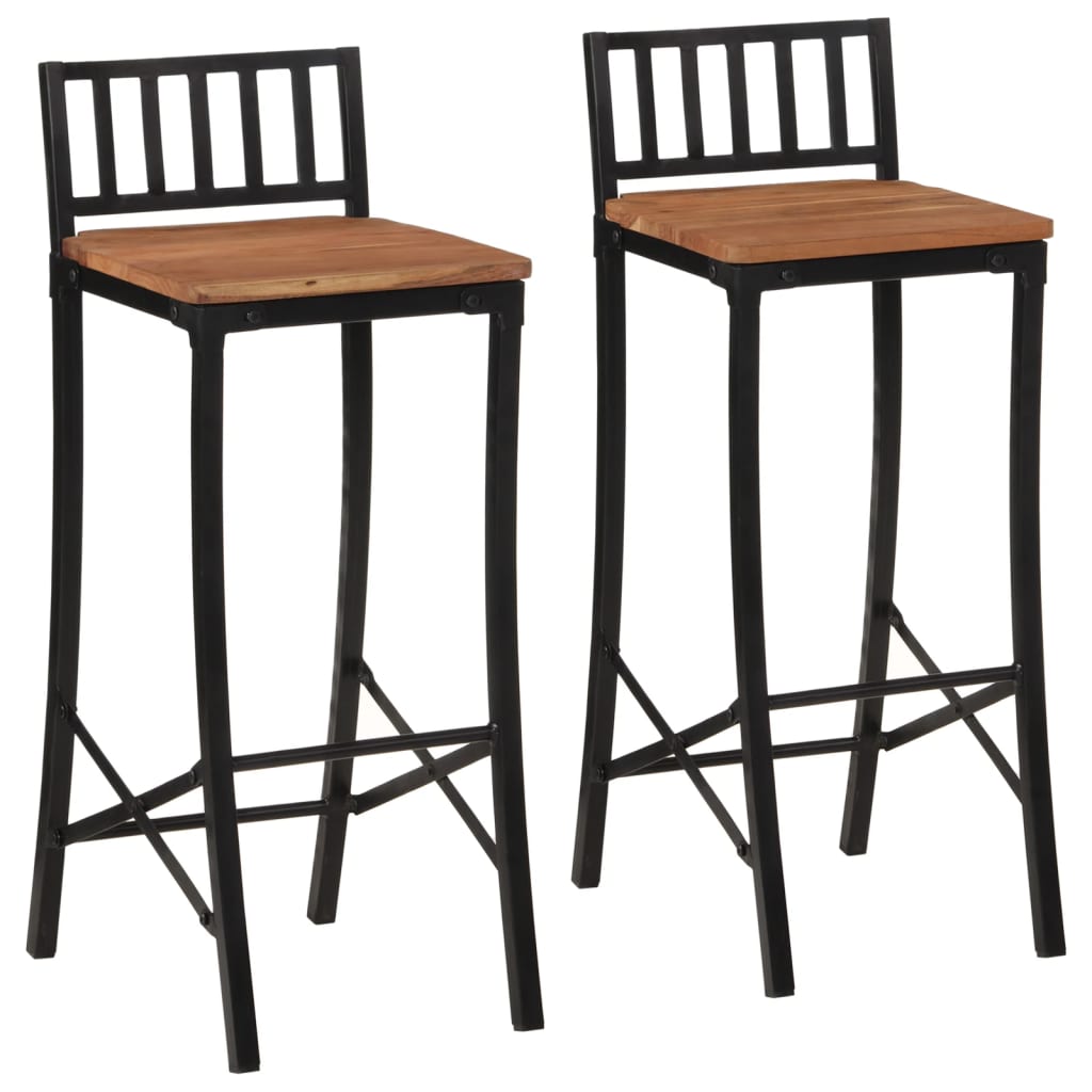 Tabouret de Bar en Bois Noir Industriel-solid wood acacia-2-La-Fabrique-Industrielle