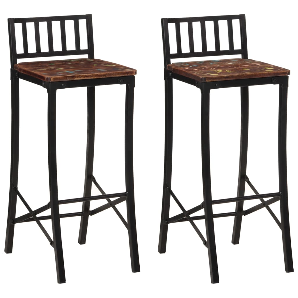 Tabouret de Bar en Bois Noir Industriel-solid wood reclaimed-2-La-Fabrique-Industrielle