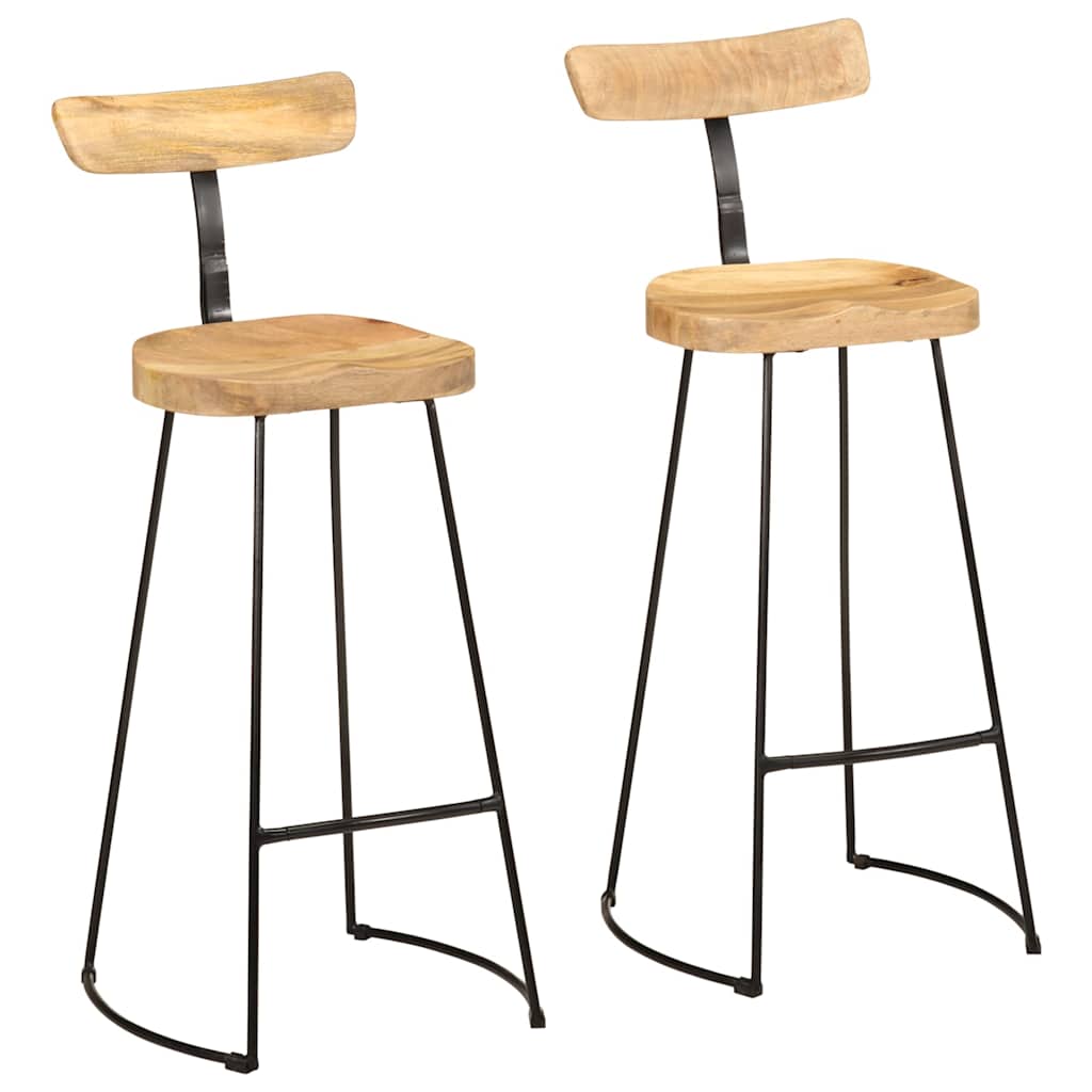 Tabouret de Bar en Bois et Métal Style Industriel-bois de manguier massif-2-49 x 43 x 103 cm-La-Fabrique-Industrielle