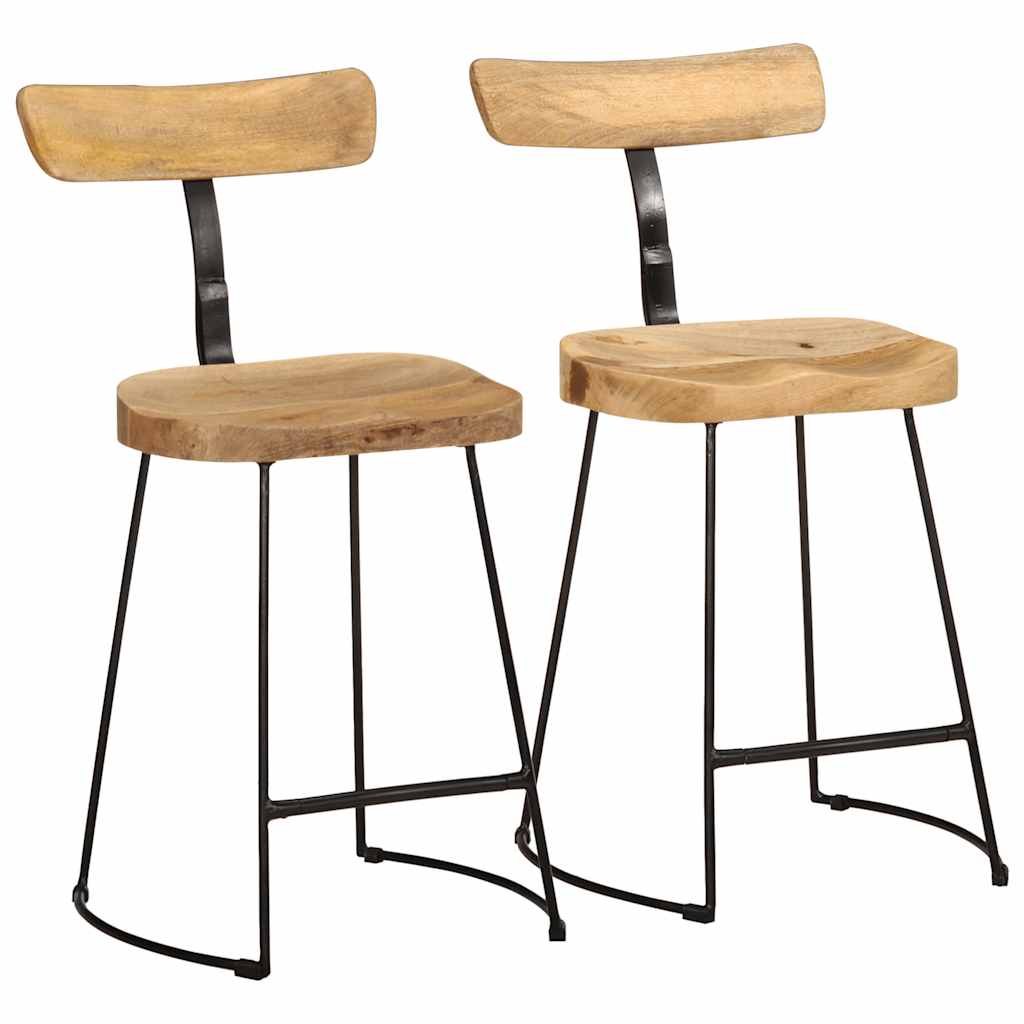 Tabouret de Bar en Bois et Métal Style Industriel-bois de manguier massif-2-49 x 43 x 79 cm-La-Fabrique-Industrielle