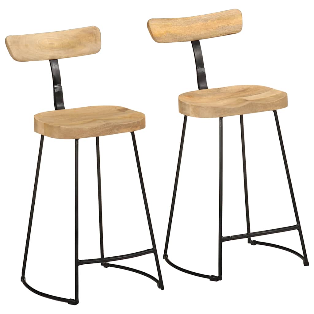 Tabouret de Bar en Bois et Métal Style Industriel-bois de manguier massif-2-49 x 43 x 88 cm-La-Fabrique-Industrielle