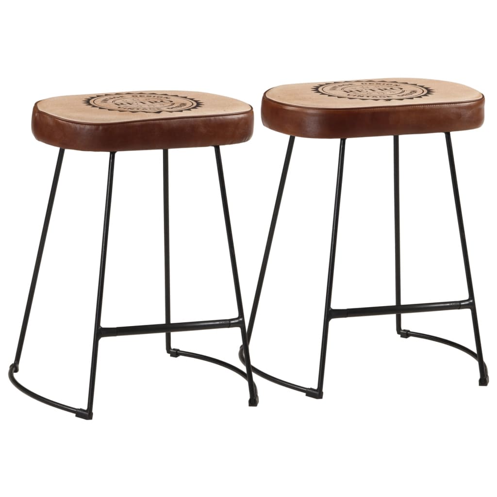 Tabouret de Bar en Métal et Cuir Style Industriel-Cuir et toile-2-40 x 29.5 x 53 cm-La-Fabrique-Industrielle