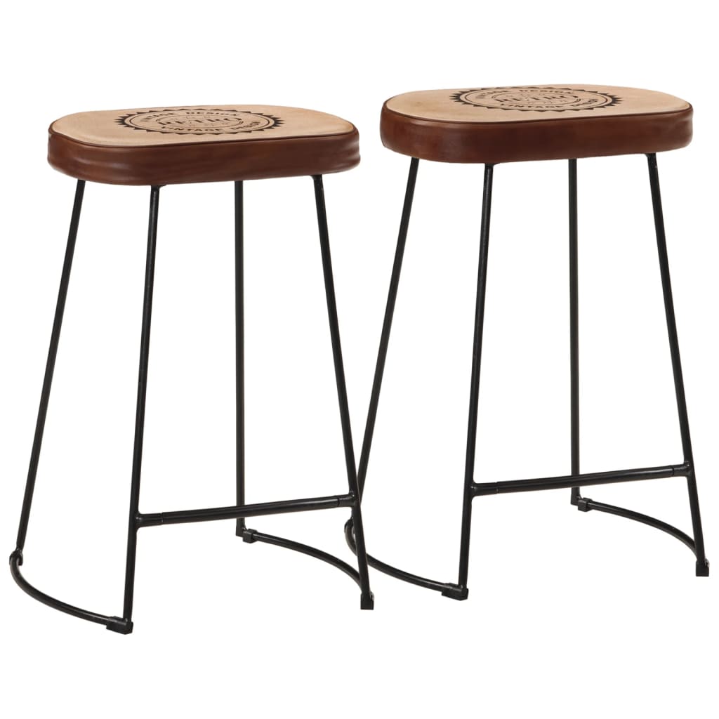 Tabouret de Bar en Métal et Cuir Style Industriel-Cuir et toile-2-41 x 29 x 62 cm-La-Fabrique-Industrielle